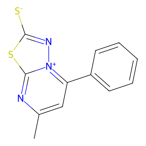 7-Methyl-5-phenyl-[1,3,4]thiadiazolo[3,2-a]pyrimidin-4-ium-2-thiolate structure
