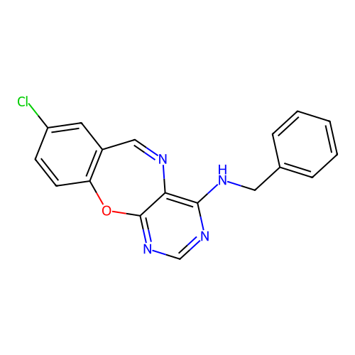N-benzyl-8-chloropyrimido[4,5-b][1,4]benzoxazepin-4-amine structure