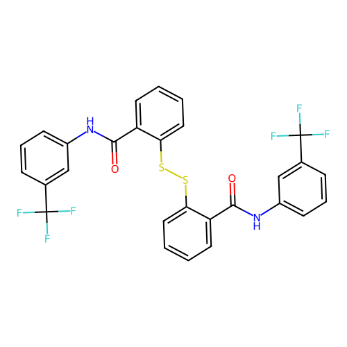 2,2'-Dithiobis(N-(3-(trifluoromethyl)phenyl)benzamide) structure