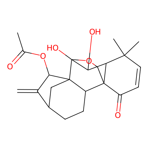 6,7-Dihydroxy-1-oxo-7,20-epoxykaura-2,16-dien-15-yl acetate structure