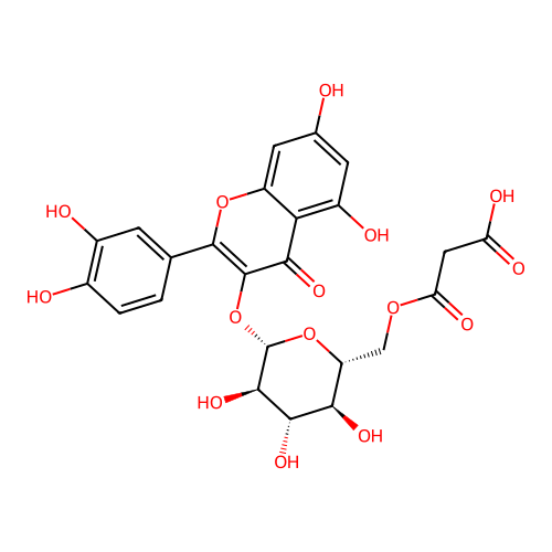 Quercetin 3-o-beta-D-(6''-o-malonyl)-glucoside structure