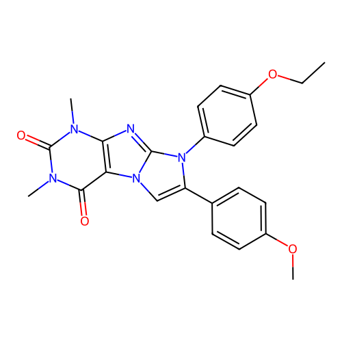 1H-Imidazo(2,1-f)purine-2,4(3H,8H)-dione, 1,3-dimethyl-8-(4-ethoxyphenyl)-7-(4-methoxyphenyl)- structure