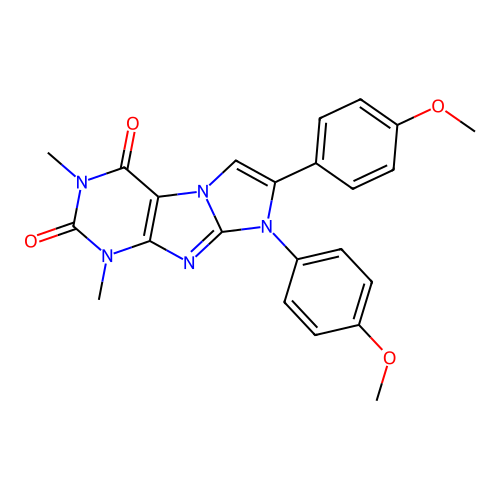 1H-Imidazo(2,1-f)purine-2,4(3H,8H)-dione, 7,8-bis(4-methoxyphenyl)-1,3-dimethyl- structure