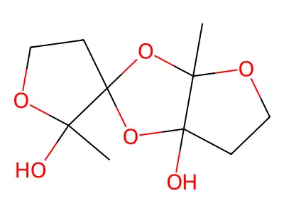 Spiro(furan-3(2H),2'-furo(2,3-d)(1,3)dioxole)-2,6'a(3'aH)-diol, tetrahydro-2,3'a-dimethyl-, (2'alpha(R*),3'aalpha,6'aalpha)-(-)- structure