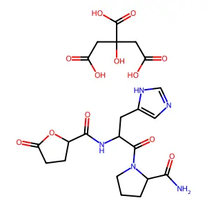 L-Prolinamide, N-((tetrahydro-5-oxo-2-furanyl)carbonyl)-L-histidyl-, 2-hydroxy-1,2,3-propanetricarboxylate (1:1) structure