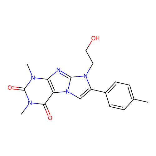 1H-Imidazo(2,1-f)purine-2,4(3H,8H)-dione, 1,3-dimethyl-8-(2-hydroxyethyl)-7-(4-methylphenyl)- structure