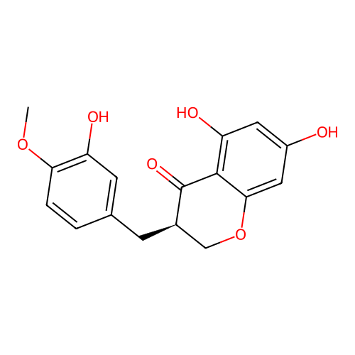 (R)-5,7-Dihydroxy-3-(3-hydroxy-4-methoxybenzyl)chroman-4-one structure