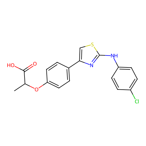 Propanoic acid, 2-(4-(2-((4-chlorophenyl)amino)-4-thiazolyl)phenoxy)- structure