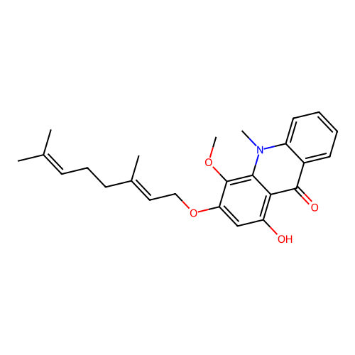 3-((2E)-3,7-Dimethylocta-2,6-dienoxy)-1-hydroxy-4-methoxy-10-methylacridin-9-one structure