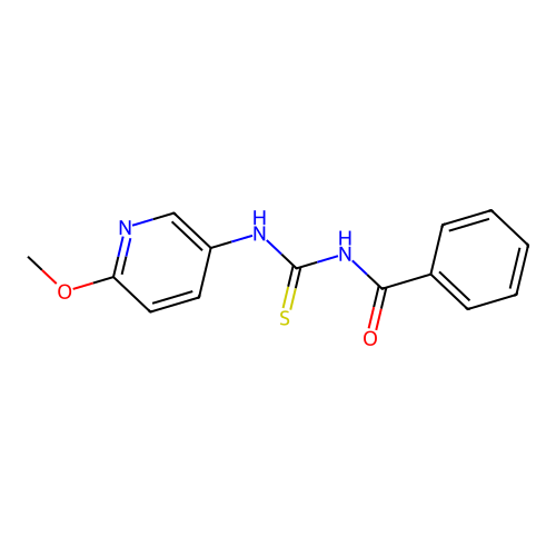 N-benzoyl-N'-(6-methoxy-3-pyridinyl)thiourea structure
