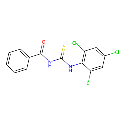 N-benzoyl-N'-(2,4,6-trichlorophenyl)thiourea structure