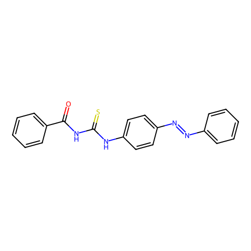 N-benzoyl-N'-{4-[(E)-2-phenyldiazenyl]phenyl}thiourea structure