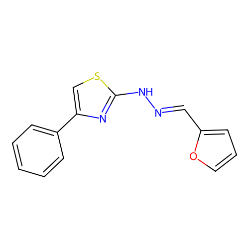 N-[(E)-furan-2-ylmethylideneamino]-4-phenyl-1,3-thiazol-2-amine structure
