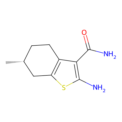 (6R)-2-amino-6-methyl-4,5,6,7-tetrahydro-1-benzothiophene-3-carboxamide structure