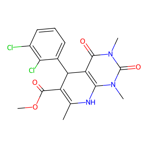 methyl 5-(2,3-dichlorophenyl)-1,3,7-trimethyl-2,4-dioxo-1,2,3,4,5,8-hexahydropyrido[2,3-d]pyrimidine-6-carboxylate structure