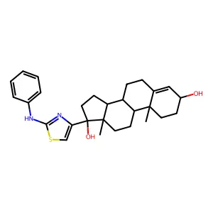 Androst-4-ene-3-beta,17-alpha-diol, 17-beta-(2-anilino-4-thiazolyl)- structure