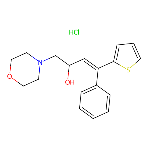 4-Morpholineethanol, alpha-(beta-(2-thienyl)styryl)-, hydrochloride structure