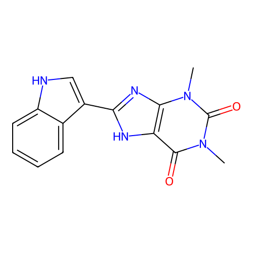 8-(1H-indol-3-yl)-1,3-dimethyl-7H-purine-2,6-dione structure