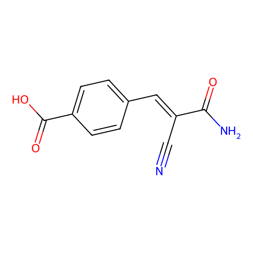 (E)-4-(3-Amino-2-cyano-3-oxoprop-1-en-1-yl)benzoic acid structure