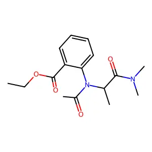 Anthranilic acid, N-acetyl-N-(1-(dimethylcarbamoyl)ethyl)-, ethyl ester structure