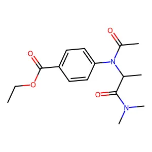 Benzoic acid, p-(N-(1-(dimethylcarbamoyl)ethyl)acetamido)-, ethyl ester structure
