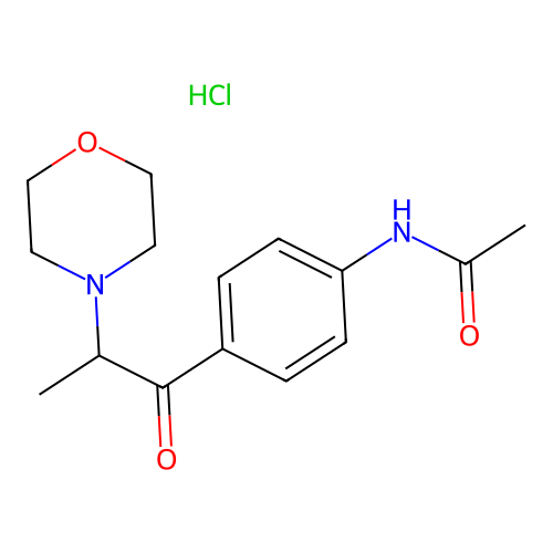 Acetamide, N-(4-(2-(4-morpholinyl)-1-oxopropyl)phenyl)-, monohydrochloride structure
