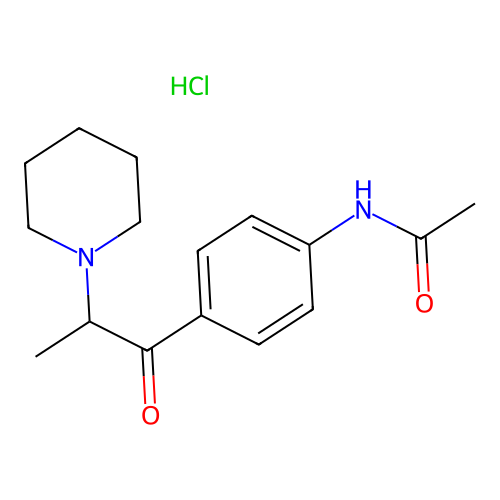 Acetamide, N-(4-(1-oxo-2-(1-piperidinyl)propyl)phenyl)-, monohydrochloride structure
