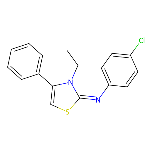 (Z)-4-chloro-N-(3-ethyl-4-phenylthiazol-2(3H)-ylidene)aniline structure