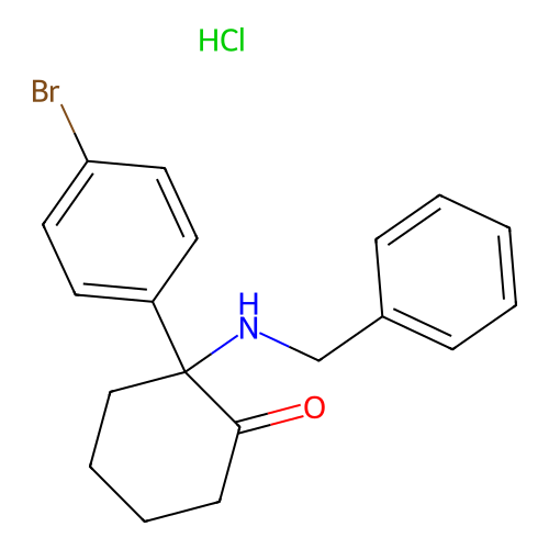 2-(Benzylamino)-2-(4-bromophenyl)cyclohexan-1-onato--hydrogen chlorido (1/1) structure
