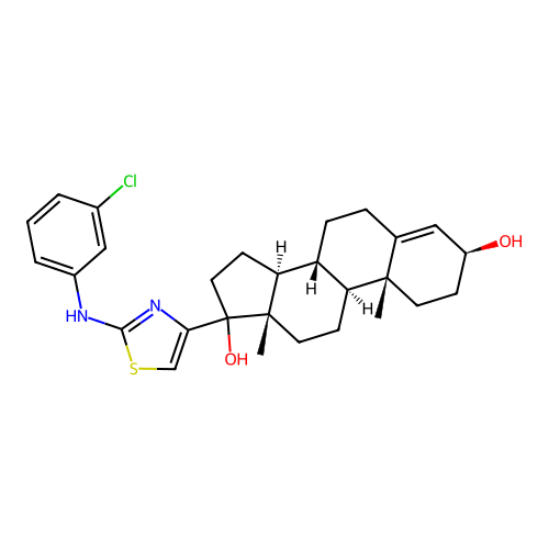 Androst-4-ene-3-beta,17-alpha-diol, 17-beta-(2-(m-chloroanilino)-4-thiazolyl)- structure