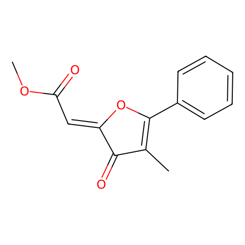 Methyl 2-(4-methyl-3-oxo-5-phenylfuran-2-ylidene)acetate structure