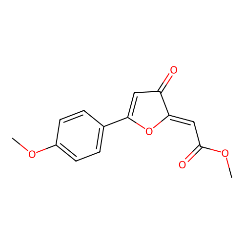 Methyl 2-[5-(4-methoxyphenyl)-3-oxofuran-2-ylidene]acetate structure