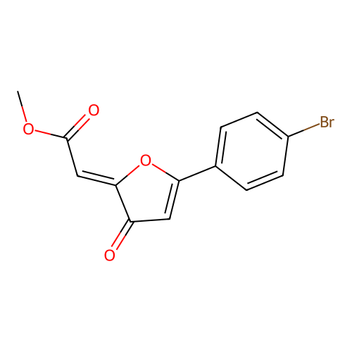 Methyl 2-[5-(4-bromophenyl)-3-oxofuran-2-ylidene]acetate structure