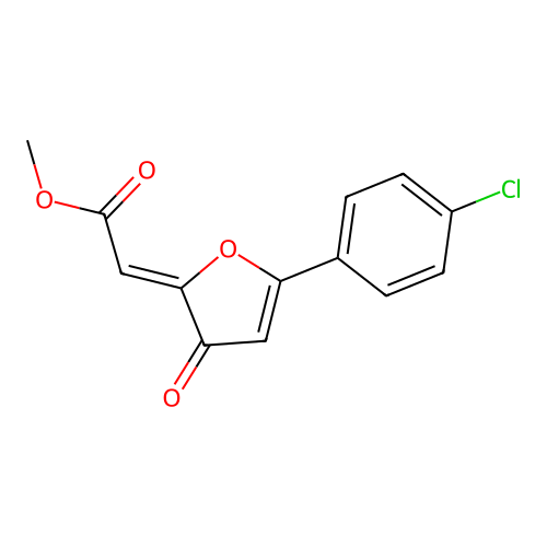 2-Methoxycarbonylmethylene-5-p-chlorophenyl-2,3-di-hydro-3-furanone structure