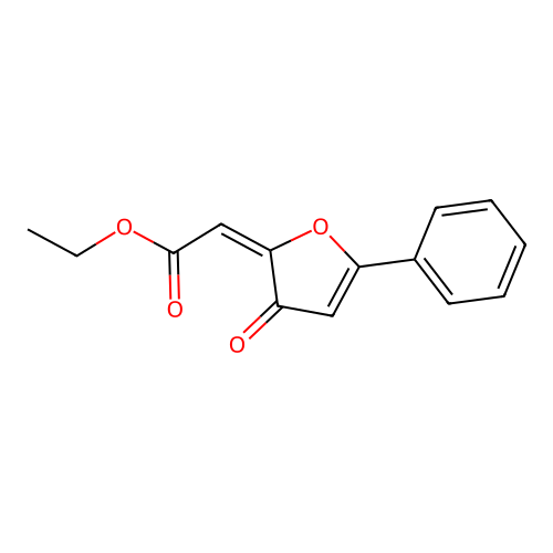 Acetic acid, (3-oxo-5-phenyl-2(3H)-furanylidene)-, ethyl ester structure