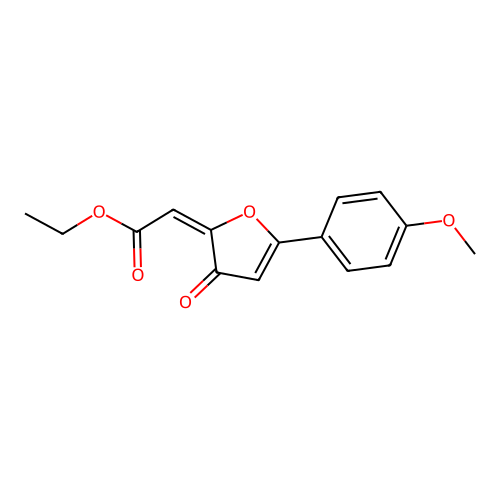 Acetic acid, (5-(4-methoxyphenyl)-3-oxo-2(3H)-furanylidene)-, ethyl ester structure
