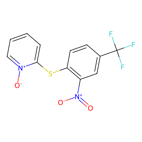2-{[2-Nitro-4-(trifluoromethyl)phenyl]thio}pyridinium-1-olate structure