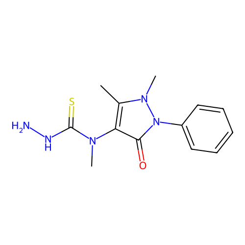 N-(1,5-dimethyl-3-oxo-2-phenyl-2,3-dihydro-1H-pyrazol-4-yl)-N-methylhydrazinecarbothioamide structure