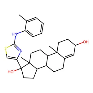 Androst-4-ene-3-beta,17-alpha-diol, 17-beta-(2-(o-toluidino)-4-thiazolyl)- structure