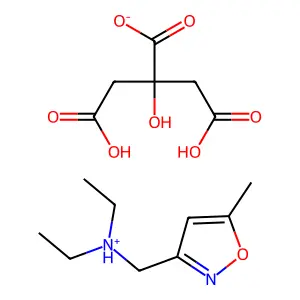 Isoxazole, 3-(diethylaminomethyl)-5-methyl-, citrate (1:1) structure