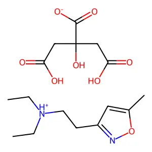 Isoxazole, 3-(2-(diethylamino)ethyl)-5-methyl-, citrate (1:1) structure