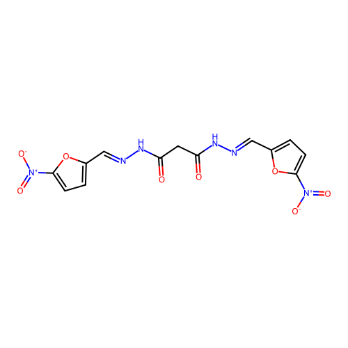 Malonic acid, bis((5-nitrofurfurylidene)hydrazide) structure