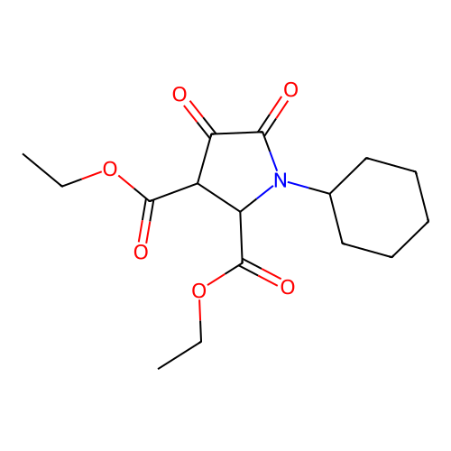 Diethyl 1-cyclohexyl-4,5-dioxopyrrolidine-2,3-dicarboxylate structure