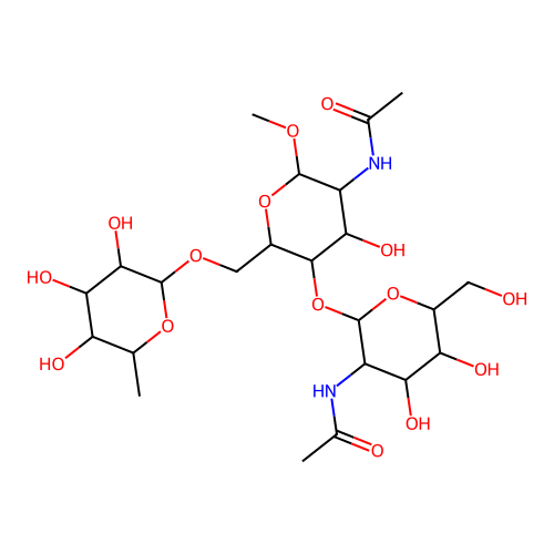 GlcNAc-b,1-4-[Fuc-a,1-6]GlcNAc-b-O-Me structure
