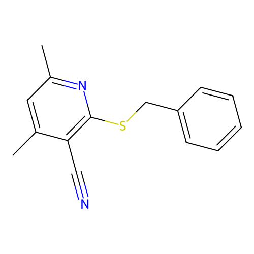 2-(Benzylsulfanyl)-4,6-dimethylnicotinonitrile structure