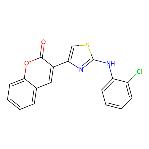 2H-1-Benzopyran-2-one, 3-[2-[(2-chlorophenyl)amino]-4-thiazolyl]- structure