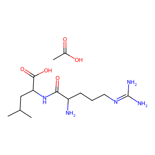 acetic acid; 2-[[2-amino-5-(diaminomethylideneamino)pentanoyl]amino]-4-methylpentanoic acid structure