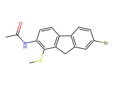Acetamide, N-(7-bromo-1-(methylthio)-9h-fluoren-2-yl)- structure