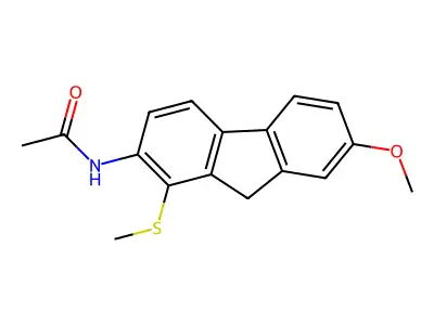 Acetamide, N-(7-methoxy-1-(methylthio)-9h-fluoren-2-yl)- structure