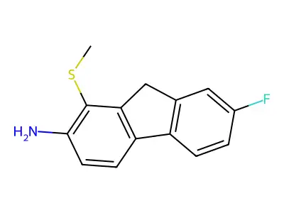 9h-Fluoren-2-amine, 7-fluoro-1-(methylthio)- structure